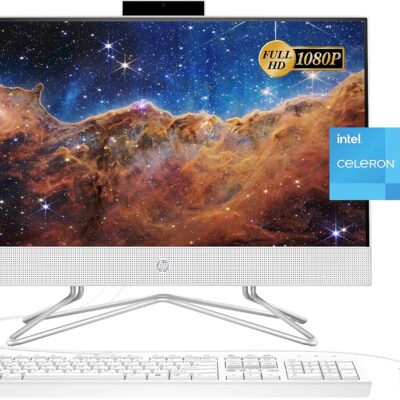 HP 2022 Newest All-in-One Desktop, 21.5″ FHD Display, Intel Celeron J4025 Processor, 8GB RAM, 256GB PCIe SSD, Webcam, WiFi, HDMI, RJ-45, Wired Keyboard&Mouse, Windows 11 Home, White