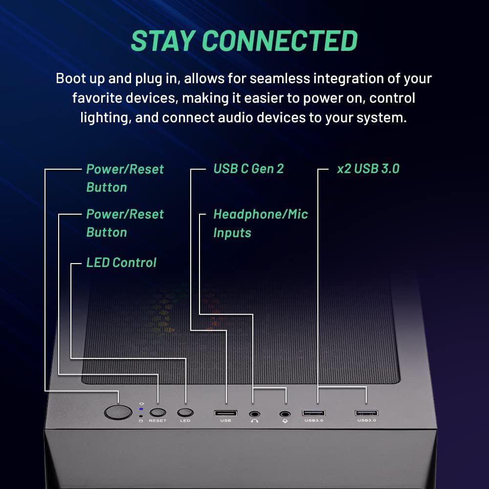 Skytech Gaming Nebula Gaming PC Desktop – AMD Ryzen 5 3600 3.6 GHz, NVIDIA GTX 1650, 500GB NVME SSD, 16GB DDR4 RAM 3200, 600W Gold PSU, 11AC Wi-Fi, Windows 11 Home 64-bit,Black - Image 3