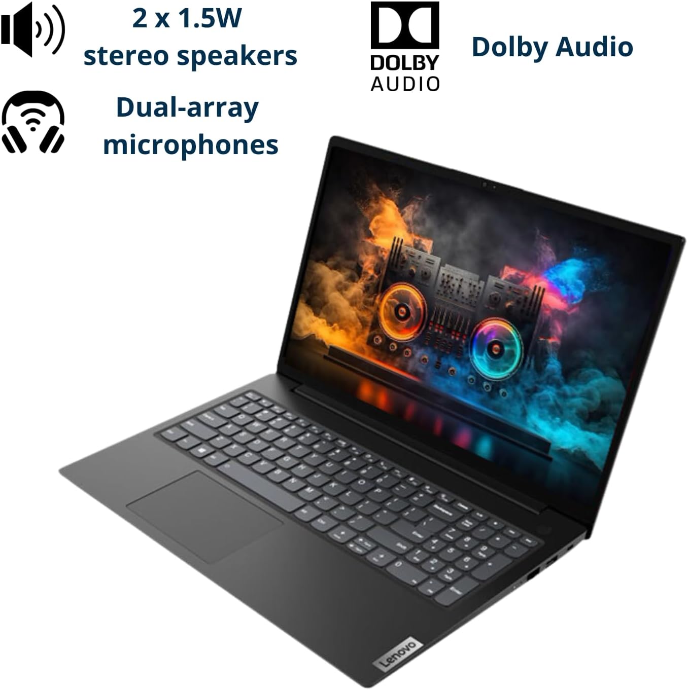 Lenovo V15 Laptop, 15.6" FHD Display, AMD Ryzen 5 5500U Hexa-core Processor (Beat Intel i7-1065G7), 16GB RAM, 1TB SSD, HDMI, RJ45, Numeric Keypad, Wi-Fi, Windows 11 Pro, Black - Image 2