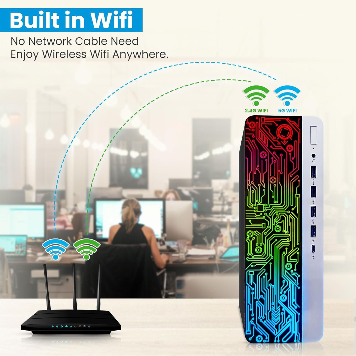 HP ProDesk Desktop RGB Computer PC Intel i5-6th Gen. Quad-Core Processor 16GB DDR4 Ram 1TB SSD, 22 Inch Monitor, Gaming Keyboard and Mouse, Speakers, Built-in WiFi, Win 10 Pro (Renewed), 600 G3 - Image 7