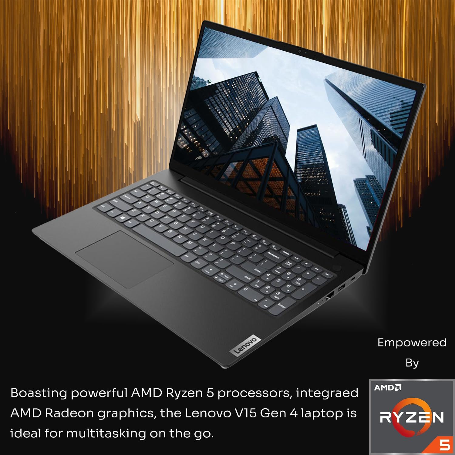 Lenovo V15 Gen 4 Business Laptop, 15.6" FHD Screen, AMD Ryzen 5 5500U, 24GB RAM, 2TB SSD, Webcam, HDMI, Wi-Fi, Windows 11 Pro, Black - Image 3