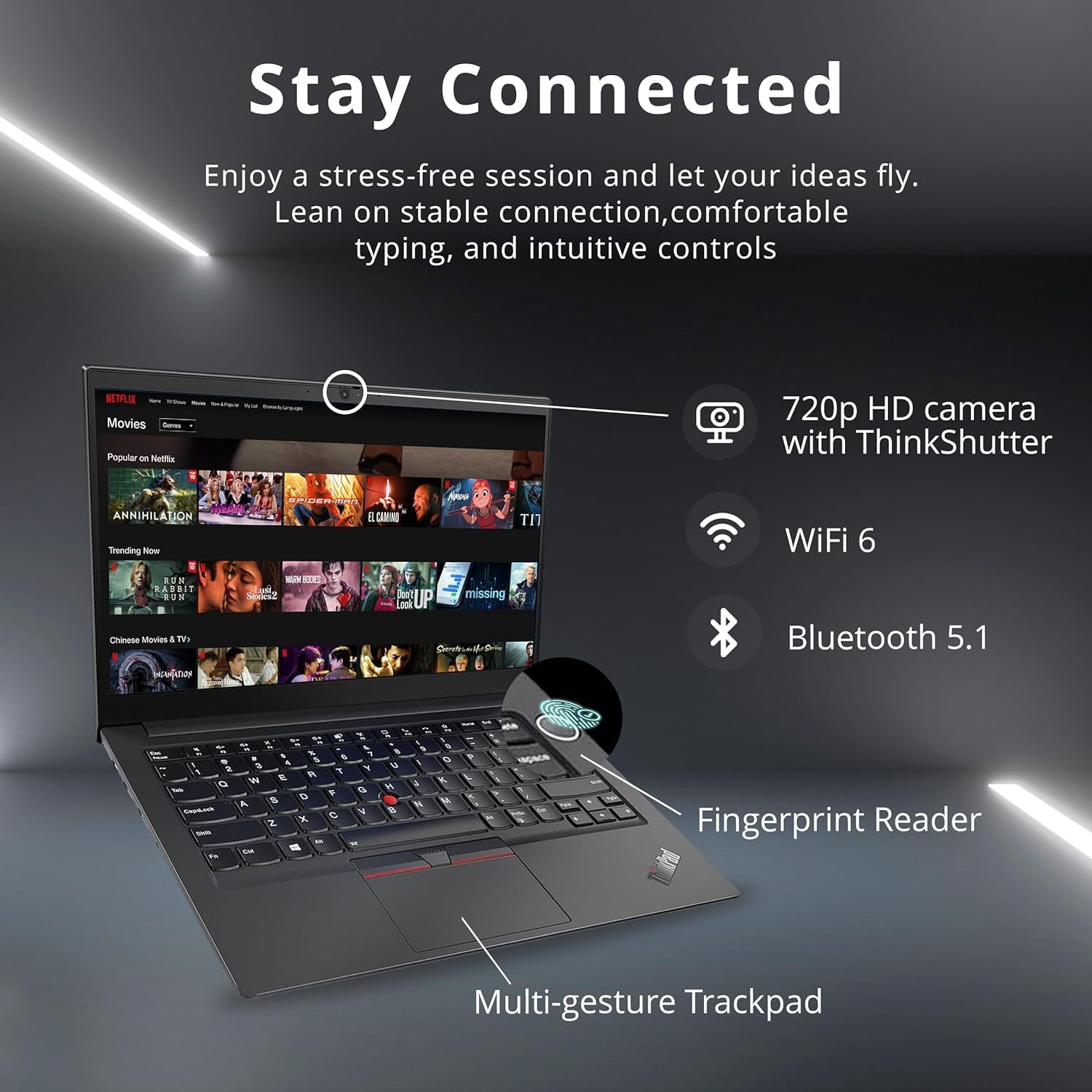 Lenovo ThinkPad E14 Gen 5 Business Laptop, 14" FHD+ Display, AMD Ryzen 7 7730U (Beat i7-1255U), 16GB RAM, 512GB SSD, FP Reader, Backlit Keyboard, HDMI, RJ45, Wi-Fi 6, Windows 11 Pro, Black - Image 5