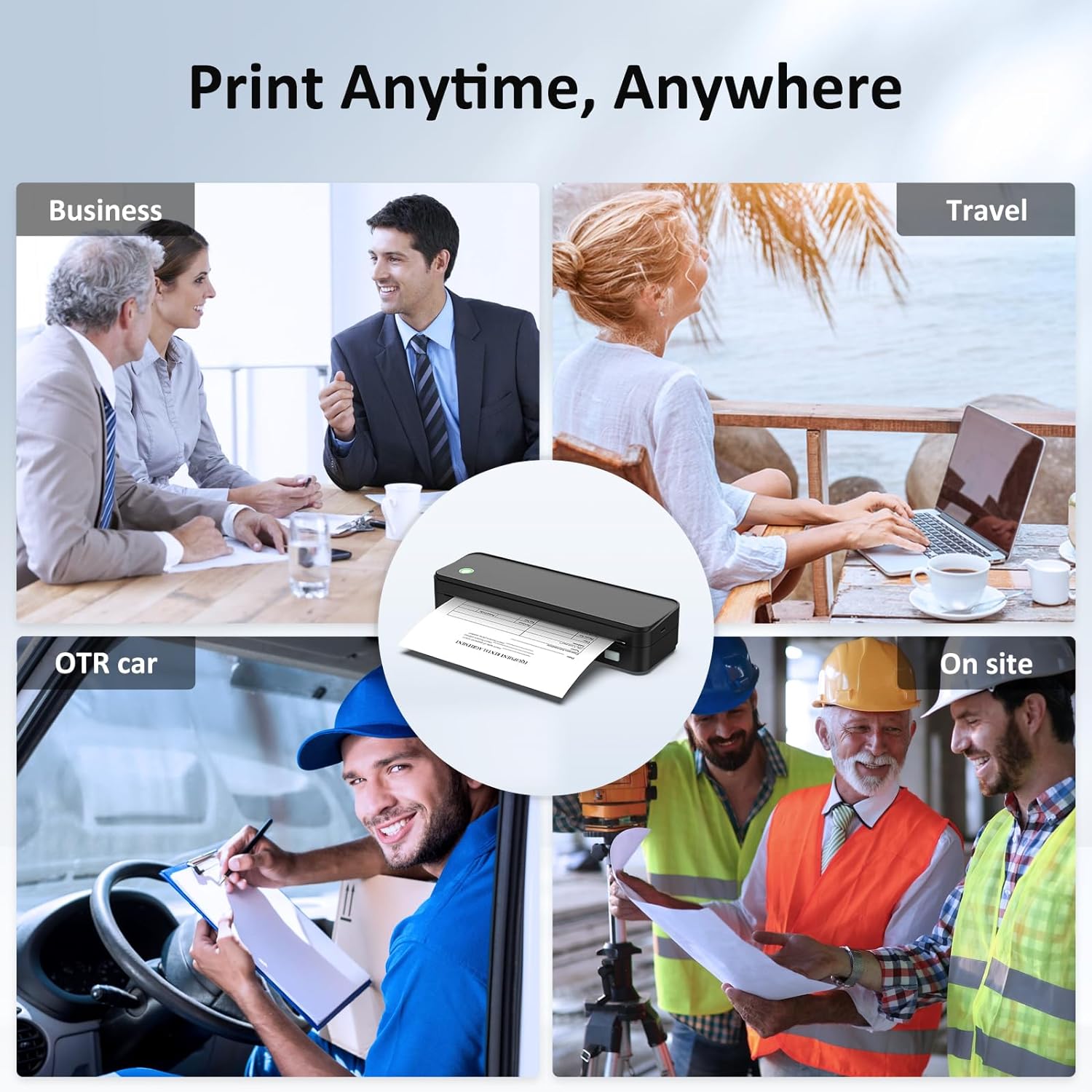 Inkless Portable Printer for Travel, Wireless Thermal Printer Supports 8.5 x 11 Inch US Letter Size, Includes Carry Case and 3 Rolls of Thermal Paper Kit, Black - Image 8