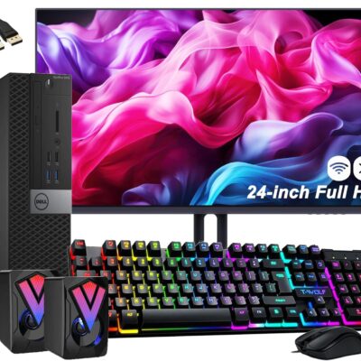 Dell OptiPlex 5040 SFF Desktop Computer PC Bundle Setup with New 23.8″ FHD Monitor Inter Core i5-6600 3.3GHz 4-Cores 8GB 256GB SSD, Keyboard & Mouse, Wi-Fi, Bluetooth, Windows 10 Pro (Renewed)