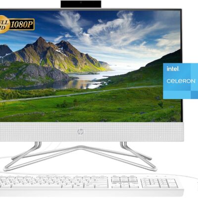 HP 2022 Newest All-in-One Desktop, 21.5″ FHD Display, Intel Celeron J4025 Processor, 16GB RAM, 512GB PCIe SSD, Webcam, HDMI, RJ-45, Wired Keyboard&Mouse, WiFi, Windows 11 Home, White