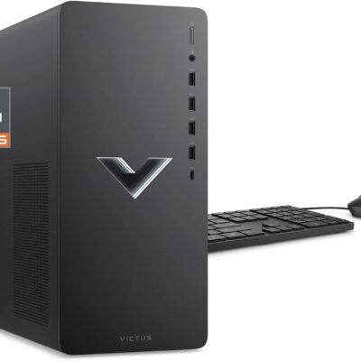 HP 2023 Victus 15L Gaming Desktop PC, AMD 6-Core Ryzen 5600G Processor (Up to 4.4 GHz), 16GB RAM, 1TB NVMe, AMD Radeon RX6400, Mouse and Keyboard, Win 11 Home, Mica Silver, with HDMI Accessory