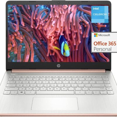 HP Stream 14-inch Laptop for Student and Business – Intel Quad-Core Processor, 16GB RAM, 320GB Storage (64GB eMMC + 256GB Card), 1-Year Office 365, Webcam, 11H Long Battery Life, Wi-Fi, Win11 H in S