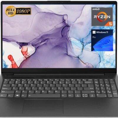 Lenovo V15 Laptop, 15.6″ FHD Display, AMD Ryzen 5 5500U Hexa-core Processor (Beat Intel i7-1065G7), 16GB RAM, 1TB SSD, HDMI, RJ45, Numeric Keypad, Wi-Fi, Windows 11 Pro, Black