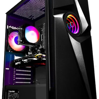 SAAV T101 Vortex Gaming PC Computer Desktop – Intel Core i5 3.4GHz, 16GB RAM, AMD RX580 8GB GDDR5 GPU, 512GB NVME, RGB Fans, WiFi 5, Bluetooth, Win 10 – Gaming Computer Tower – for Gamer, Streaming